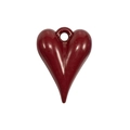 DIY dark red heart pendant with glossy finish and top hole for jewelry making - Heart Shape - Ankh Red