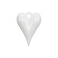 Polished white heart pendant with top hole for DIY keychain and phone chain making - Heart Shape - White