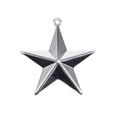 3D pentagram star metal pendant in polished silver finish with integrated ring hook - Large / Silver