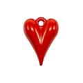 Glossy red heart-shaped resin pendant with top hole for DIY jewelry making - Heart Shape - Bright Red