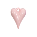 Glossy light pink heart-shaped pendant with integrated loop for DIY jewelry making - Heart Shape - Pink