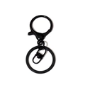 Llavero de mosquetón negro con anillo plano y gancho de resorte giratorio DIY - Negro