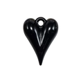 Polished black heart pendant with integrated hanging hole for DIY jewelry making - Heart Shape - Black
