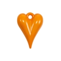 Glossy orange heart-shaped charm with top hanging hole for DIY keychains and bags - Heart Shape - Orange