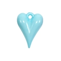 Light blue heart-shaped resin pendant with leopard print design and top hanging hole - Heart Shape - Blue