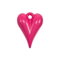 Hot pink 3D heart charm with glossy finish and hanging hole for DIY keychains - Heart Shape - Rose Red