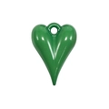Vibrant green heart charm in resin with glossy finish and hanging hole for DIY crafts - Heart Shape - Dark Green