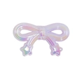Iridescent acrylic bow keychain charm in pastel purple with star pendant accents - Bow / Noctilucent Purple