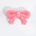Charming pink plush bow keychain accessory with soft fuzzy texture for DIY crafts - Bow / Flocked - Red