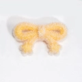 Charming yellow plush acrylic bow pendant accessory for keychains and DIY crafts - Bow / Flocked - Yellow