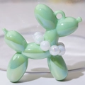 Light green balloon dog pendant with glossy finish and white beads decoration - Iridescent Light Green