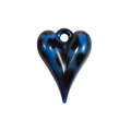 Blue and black marbled heart charm with glossy finish and top hole for DIY jewelry - Leopard Print Heart - Royal Blue