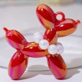 Ciondolo artistico a forma di cane palloncino in finitura metallica rosso-arancione - Senza Catena di Perle / Rosso Cangante