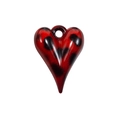 Leopard print heart charm in vibrant red with black spots for DIY jewelry making - Leopard Print Heart - Bright Red