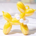 Ciondolo cane palloncino giallo lucido con perline iridescenti per accessori fai da te - Senza Catena di Perle / Giallo Cangante