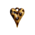 Glossy leopard print heart-shaped pendant for DIY keychains and phone straps - Leopard Print Heart - Yellow