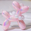 Ciondolo a forma di cane palloncino rosa iridescente con perle per portachiavi fai-da-te - Senza Catena di Perle / Rosa Cangante