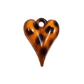 Tortoiseshell patterned heart pendant made of polished resin for DIY jewelry making - Leopard Print Heart - Orange