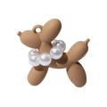 Matte kaffeebraune Ballonhund-Anhänger mit Perlenhalsband für DIY Schlüsselanhänger - Ohne Perle / Kaffeebraun