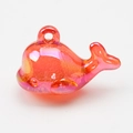 Luminous jelly whale pendant with orange-pink aurora finish for DIY phone chains - Bubble Red