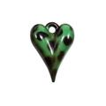 Green leopard print heart pendant accessory with hanging hole for DIY jewelry - Leopard Print Heart - Green