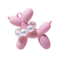 Rosa mattierter Ballonhund Anhänger mit weißen Perlen und Ring für DIY Schlüsselanhänger - Mit Perle / Hellrosa