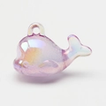 Luminous iridescent whale charm pendant with AB coating for DIY jewelry making and keychains - Bubble Purple