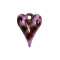 Purple leopard print heart pendant with top hole for DIY jewelry making and charms - Leopard Print Heart - Purple