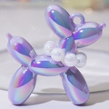 Iridescent purple balloon dog pendant with white pearl collar for DIY crafts - Iridescent Lavender