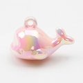 Luminous pearlescent pink whale charm with hole for DIY jewelry and phone chains - Solid Light Pink