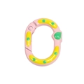 Anillo de resorte ovalado rosa con corazón verde y lunares amarillos para DIY - Rosa Claro