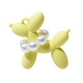 Mattgelber Ballonhund-Anhänger mit weißer Perlenkette für DIY-Schmuckzubehör - Hellgelb