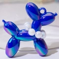 Balloon dog charm in iridescent deep blue finish with gradient mirror effect and beads - Iridescent Royal Blue
