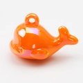 Vibrant iridescent orange whale charm with pearl finish for DIY jewelry and keychains - Solid Orange