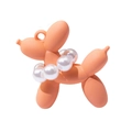 Matter orangefarbener Ballonhund-Anhänger mit weißem Perlenhalsband für DIY-Schlüsselanhänger - Orange