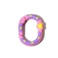 Anillo ovalado rosa con patrones púrpuras y corazón amarillo para llaveros DIY - Melocotón