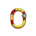 Llavero de anillo ovalado rojo con detalles amarillos y dije de corazón verde - Rojo