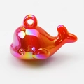 Charming red-orange gradient whale pendant with iridescent glow for DIY jewelry making - Solid Red