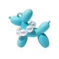 Matt-himmelblauer Ballonhund-Anhänger mit weißer Perlenkette für DIY-Schlüsselanhänger - Smaragd