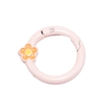 Pink round gate ring with orange flower charm for DIY keychain and bag accessories - Light Pink