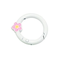 White alloy spring ring clasp with a pink flower charm for DIY keychains - White