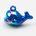 Luminous gradient jelly whale charm with metallic blue finish and circular hanging ring - Solid Royal Blue