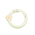 Creamy white spring ring clasp with a pink floral charm for DIY keychain accessories - Beige