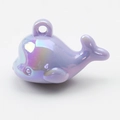 Luminous iridescent purple whale charm with glossy finish and integrated hanging loop - Solid Purple