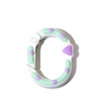 Anneau ressort ovale blanc avec rayures menthe et motif cœur violet pour bijoux - Blanc Cassé