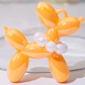 Bright orange balloon dog pendant with faux pearl necklace for DIY keychains - Iridescent Light Orange