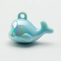 Luminous light blue bubble whale pendant with iridescent resin finish for DIY keychains - Solid Light Blue