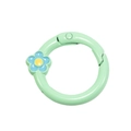 Mint green spring ring gate with blue flower charm for DIY keychains and bags - Light Green