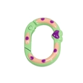 Anneau ressort vert clair pour porte-clés avec motifs roses et détail de cœur violet - Vert clair