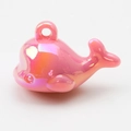 Pink iridescent whale pendant accessory for DIY keychains and jewelry making - Solid Dark Pink